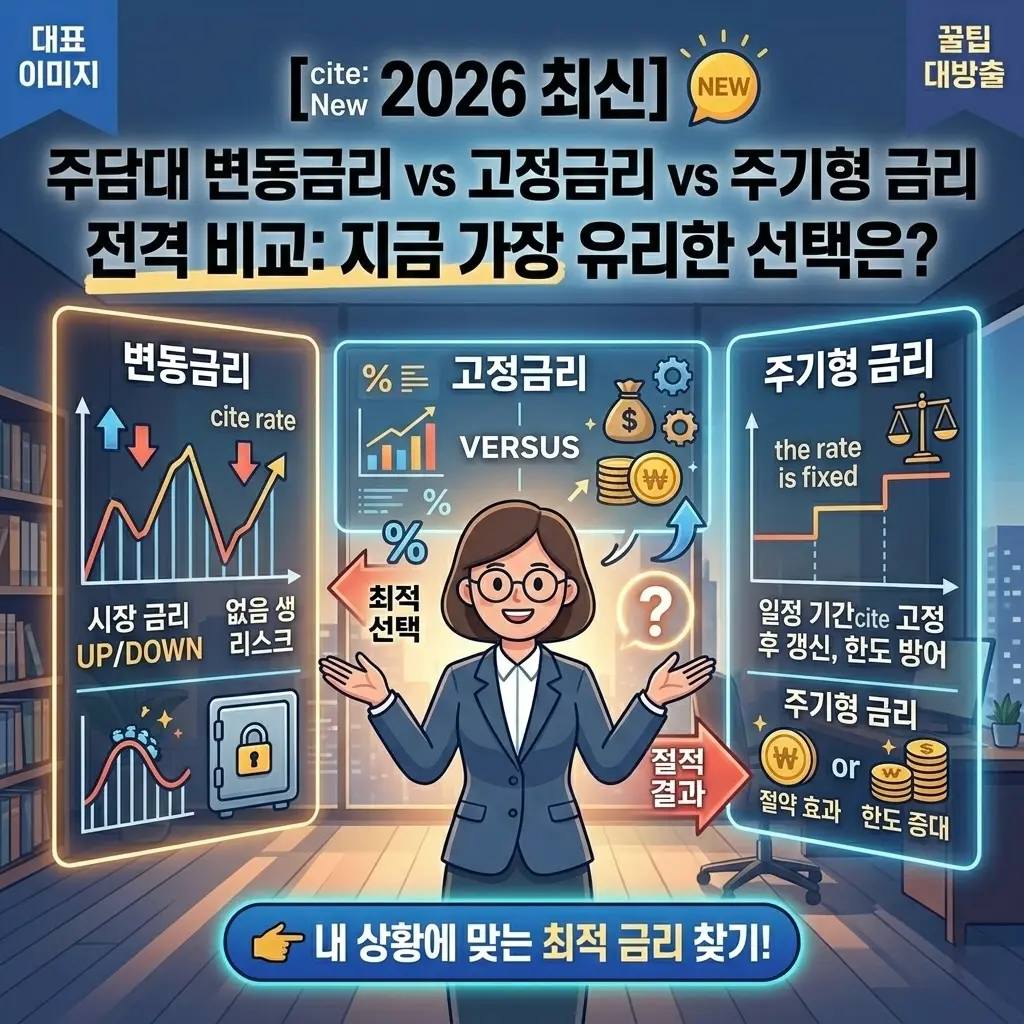 주택담보대출 금리 비교 2026 주담대 변동금리 vs 고정금리 vs 주기형 비교