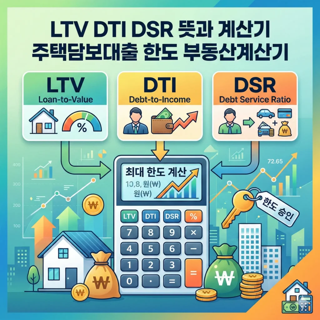 LTV DTI DSR 뜻과 계산기 주택담보대출 한도 부동산계산기