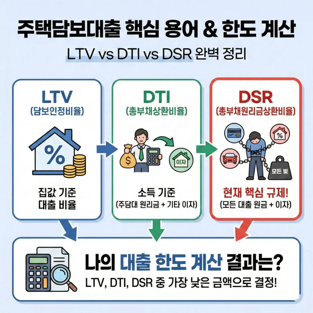 LTV vs DTI vs DSR 차이점과 뜻 주택담보대출 한도 계산