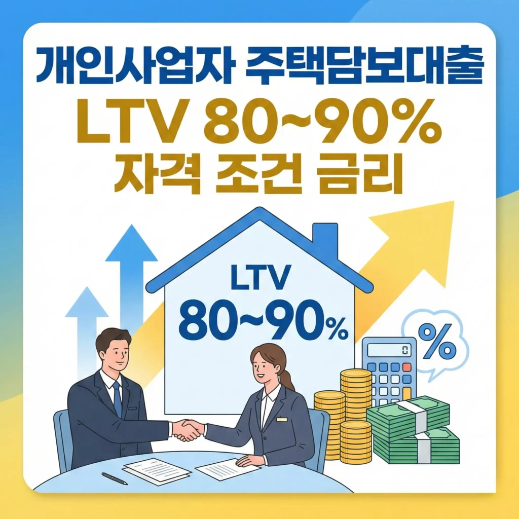 개인사업자 아파트 담보대출 LTV 80~90% 자격 및 금리