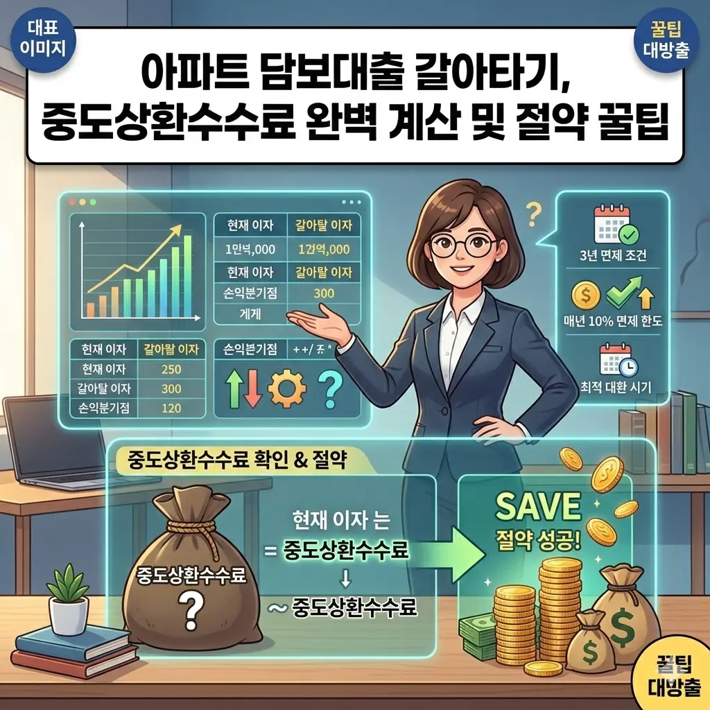 아파트 담보대출 갈아타기, 중도상환수수료 완벽 계산 및 절약 꿀팁