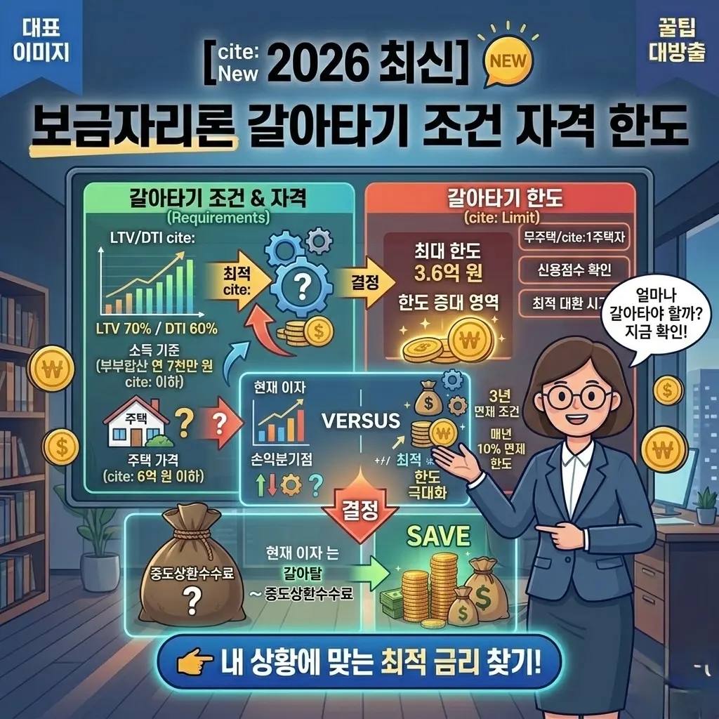 주택담보대출 보금자리론 갈아타기 조건 자격 한도