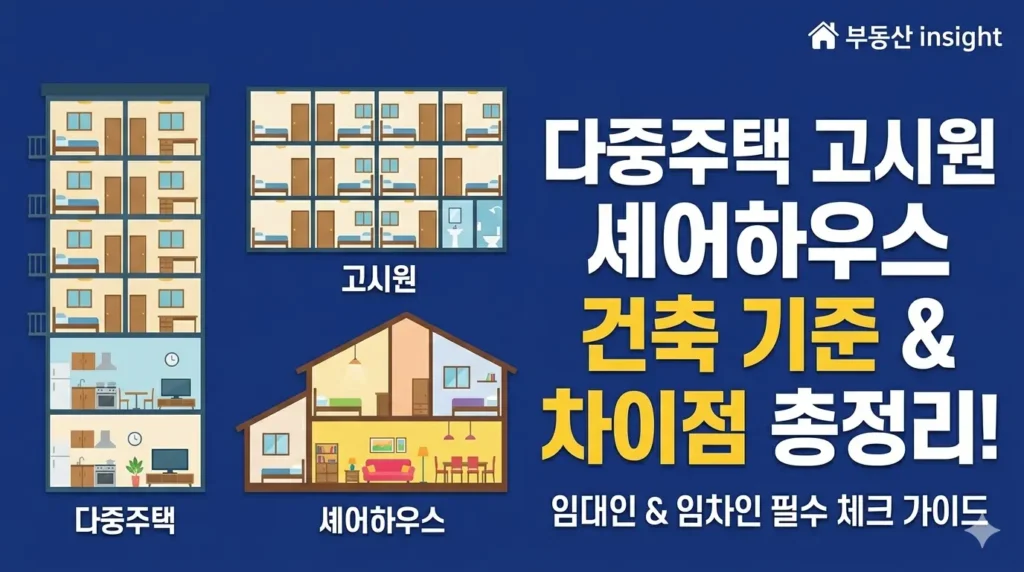 다중주택 고시원 셰어하우스 차이점 뜻과 기준 차이