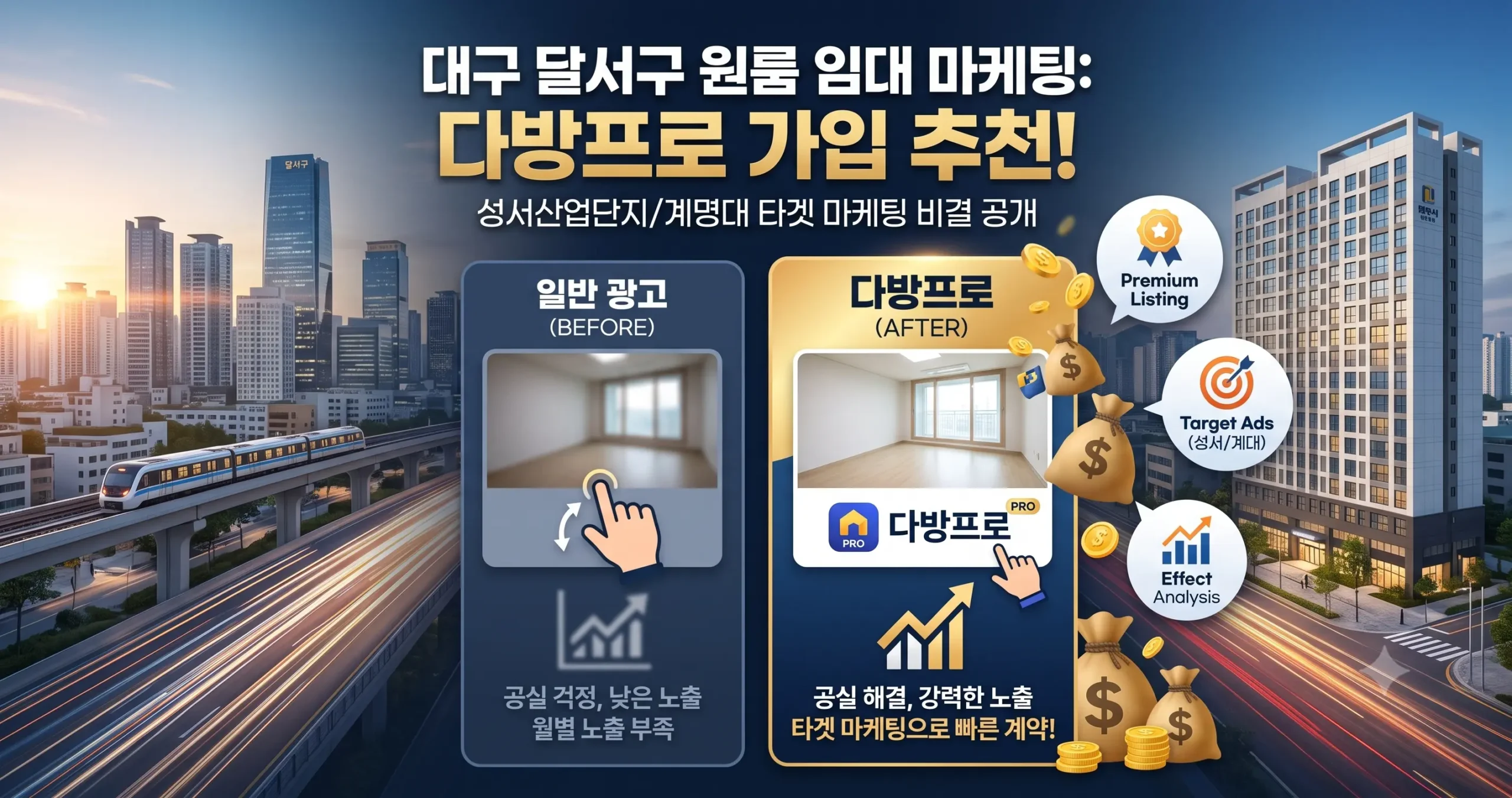 대구 달서구 원룸 임대 마케팅은 다방프로 추천 (성서/계대 타겟)
