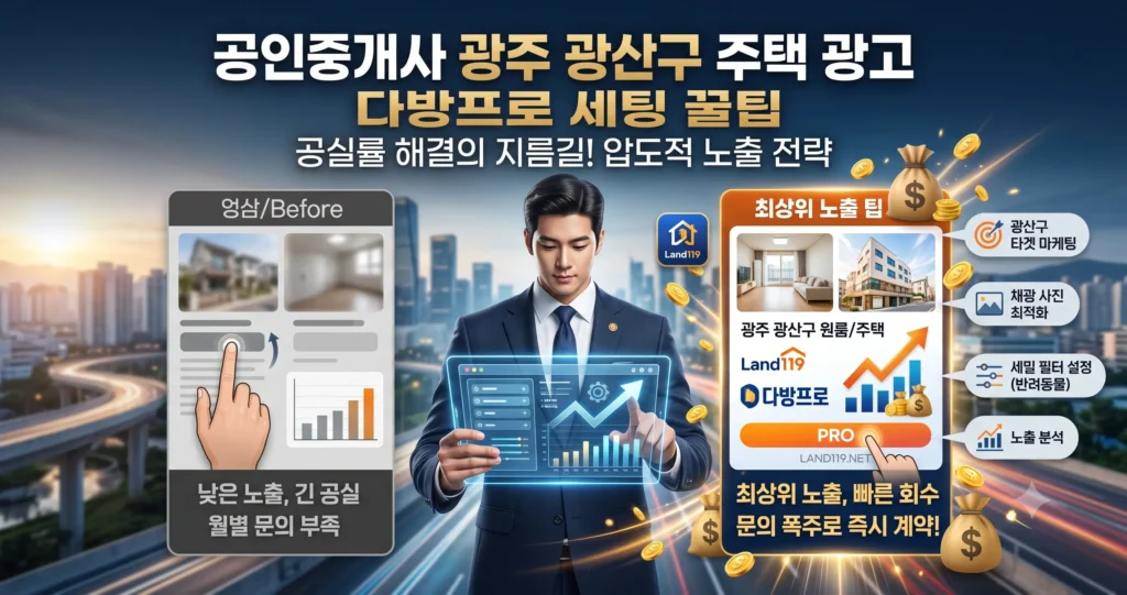 공인중개사 광주 광산구 주택 광고 다방프로 세팅 꿀팁
