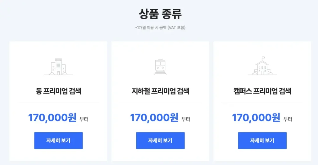 다방 동프리미엄 지하철프리미엄 대학교프리미엄 상품