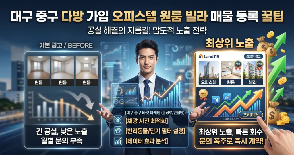 대구 중구 다방 가입 활용 꿀팁 대구 오피스텔 원룸 빌라 매물 빠른 처리