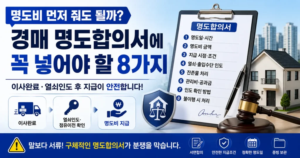 경매 명도비 지급시기와 명도합의서 필수사항 8가지