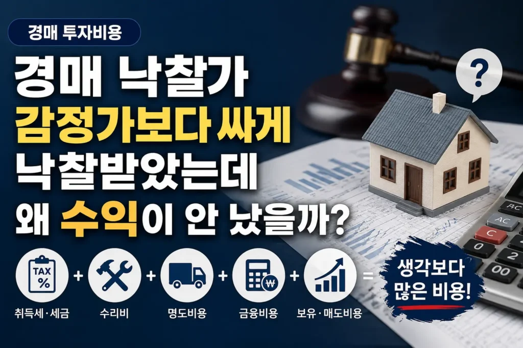 경매 낙찰가 감정가보다 싸게 낙찰받았는데 왜 수익이 안 났을까?｜경매 투자비용