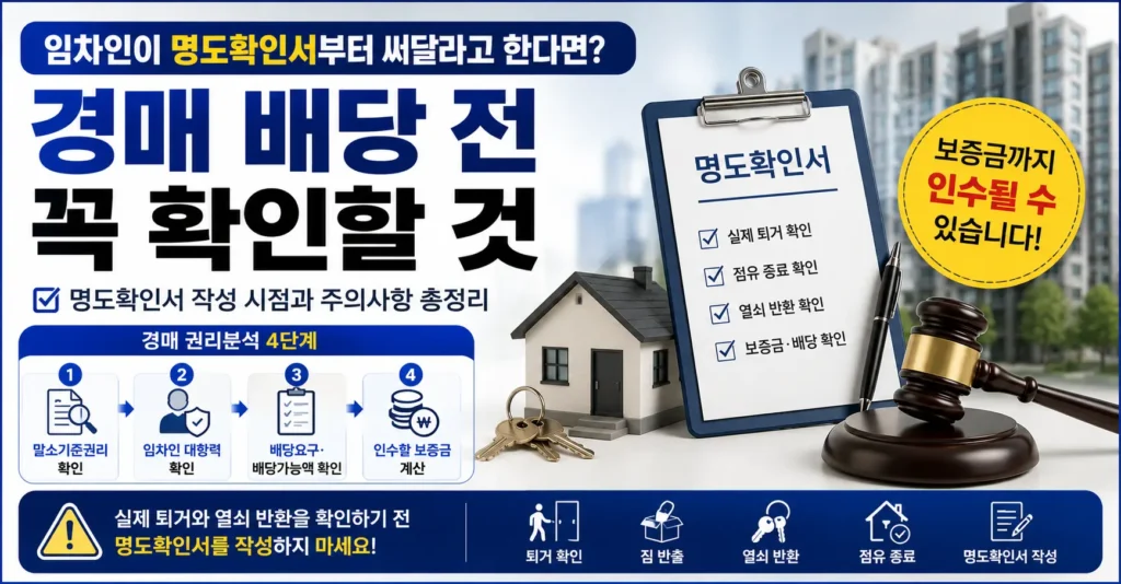 경매 임차인 배당 전 명도확인서 작성 시점과 주의사항
