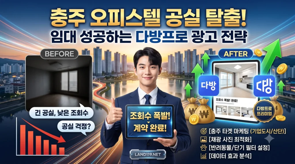 충주 오피스텔 임대 공실 걱정? 임대 성공하는 다방프로 광고 전략