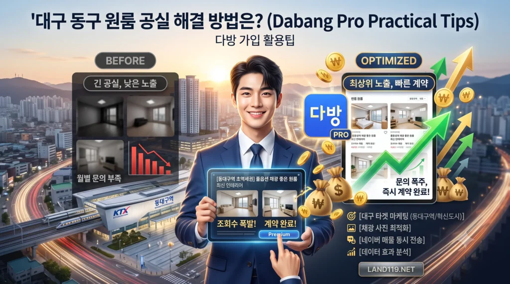 대구 동구 원룸 공실 해결 방법은? 다방 가입 활용팁