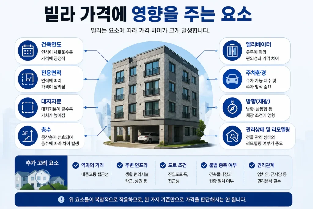 빌라 가격에 영향을 주는 요소 빌라 경매를 위한 시세 확인
