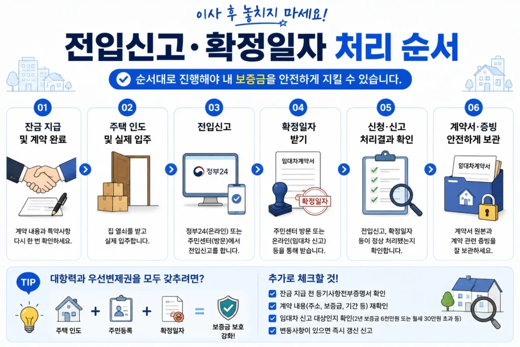 전입신고와 확정일자 처리 순서