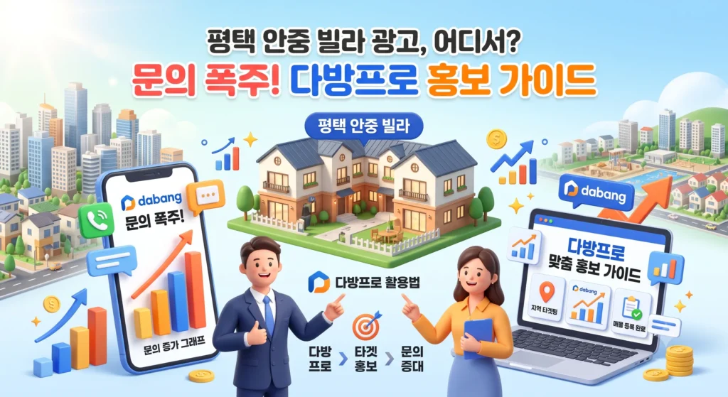 평택 안중 빌라 광고 어디에 해야 문의가 늘어날까? 다방프로 맞춤 홍보 가이드