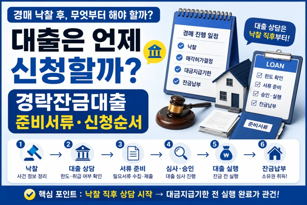 경매 낙찰받았는데 대출은 언제 신청할까?｜경락잔금대출 준비서류·순서