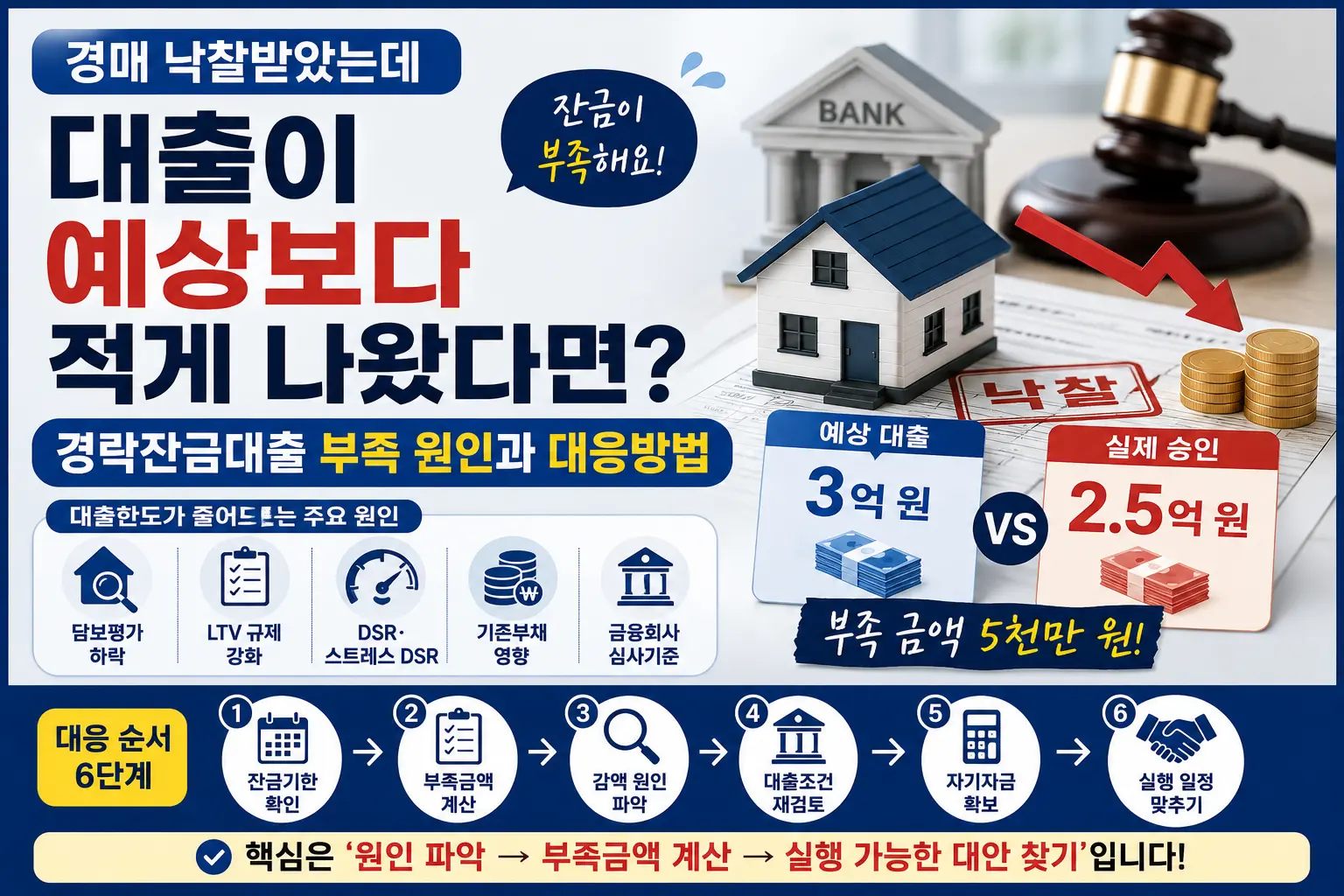 경락잔금대출 예상보다 적게 나왔을 때 잔금 부족 원인과 대응방법