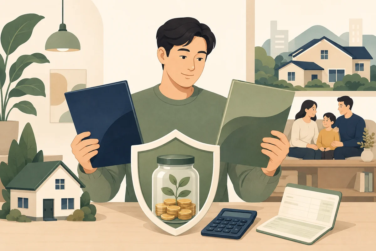 상품 보호 표시와 금융기관별 원금·이자 합산을 확인하는 모습 — 대표 그림