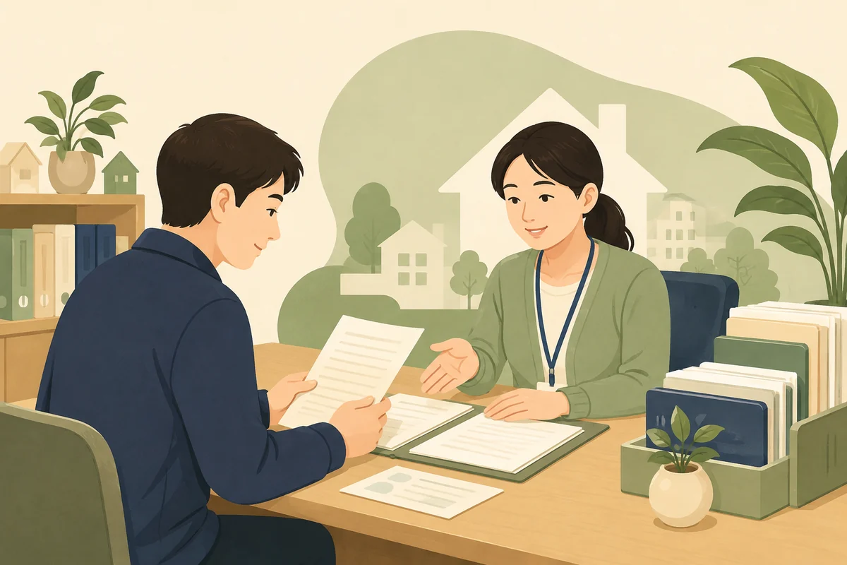복지 담당자 상담과 서류 준비 및 접수 확인 과정 — 대표 그림