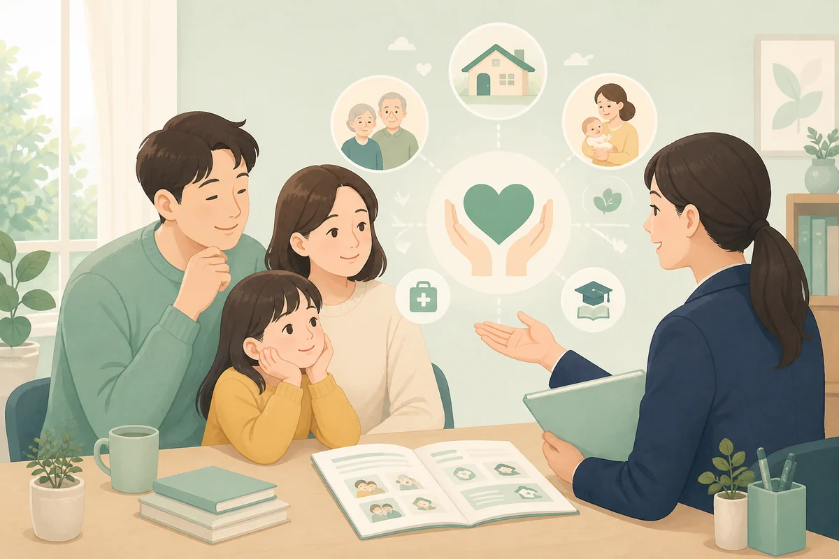 가족과 복지서비스 안내 설명 일러스트