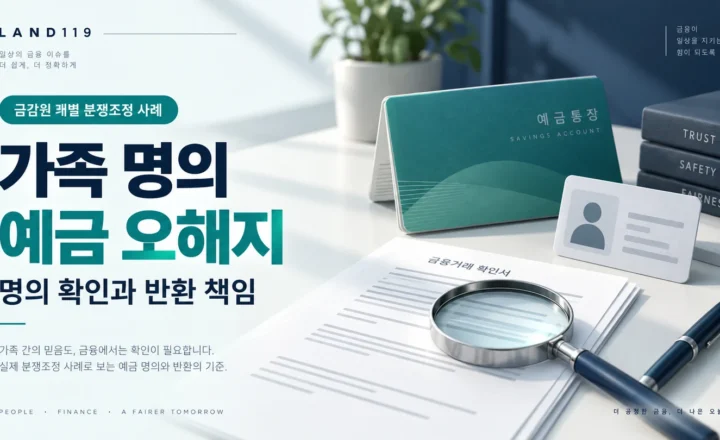 가족 명의 예금 오해지 사건의 명의 확인과 금융회사 반환 책임 안내