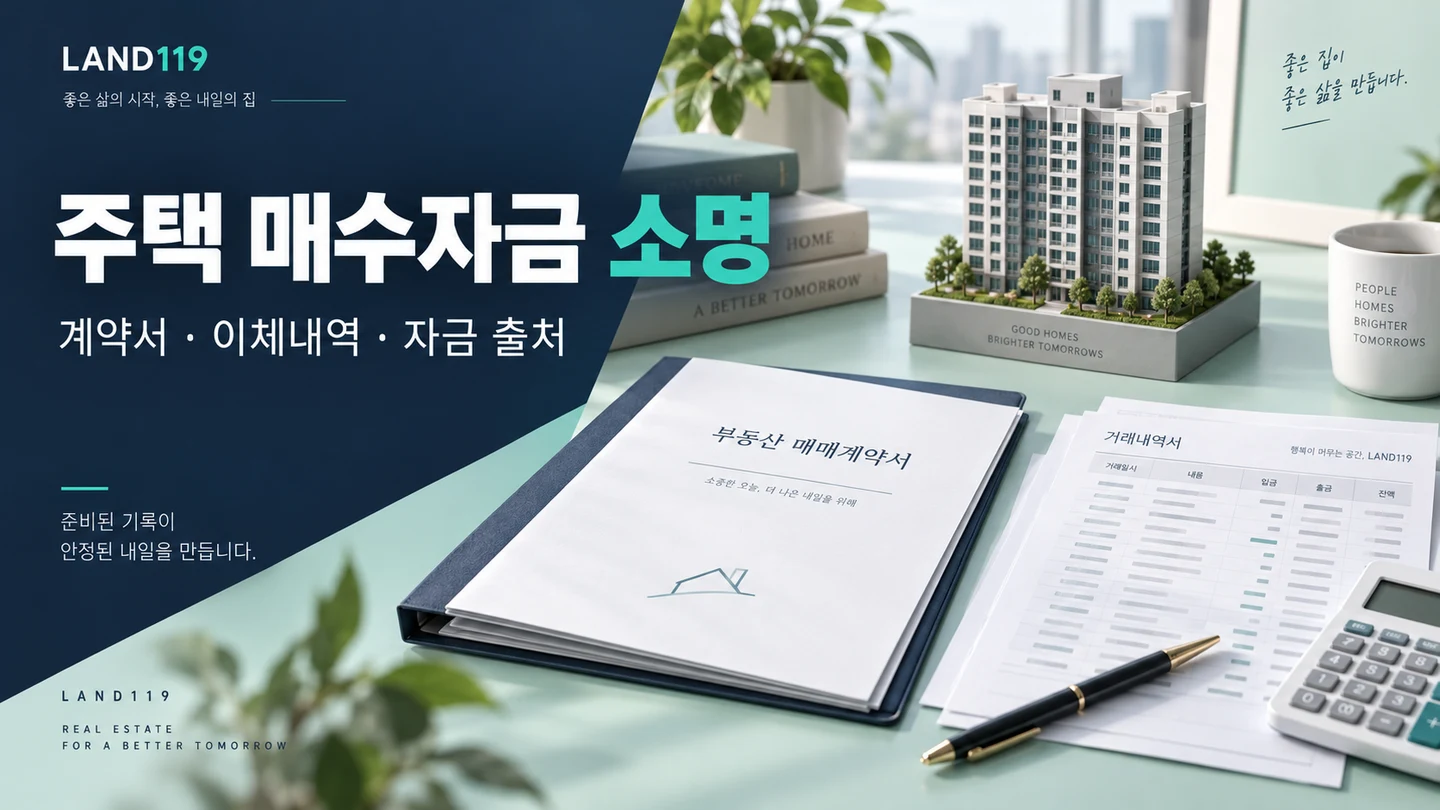 주택 매수자금 소명을 위해 계약서와 이체내역, 자금 출처 자료를 준비하는 모습