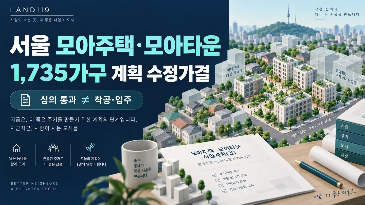 서울 모아주택·모아타운 1,735가구 수정가결, 사업 단계 확인법